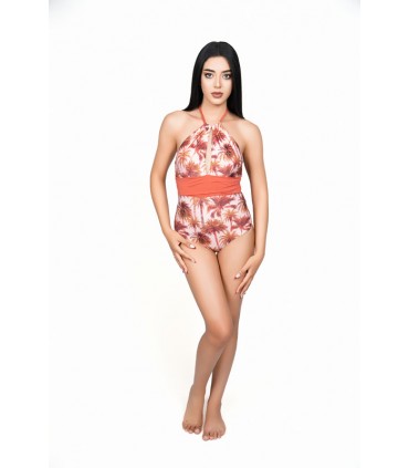 Maillot trikini goutte - palmier -