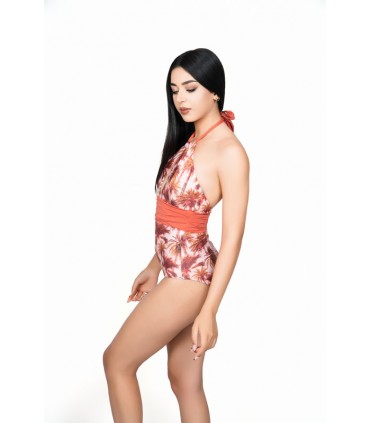 Maillot trikini goutte - palmier -