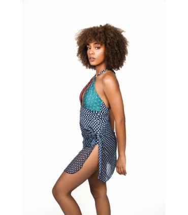 MAILLOT LANA GOUTTE - Petit pois bleu -