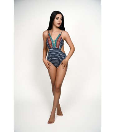 Trikini petits pois - bleu -