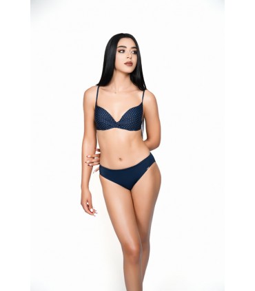 Bikini double rembourrage  - petit pois bleu -