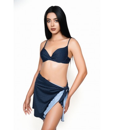 Bikini double rembourrage  - petit pois bleu -