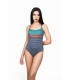 Maillot col carré - petit pois bleu -