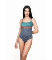 Maillot col carré - petit pois bleu -