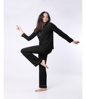 Ensemble point picot -Noir