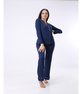 Ensemble point picot - Bleu marine