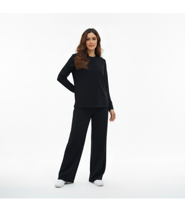 Jogging molletonné -Noir pull droit