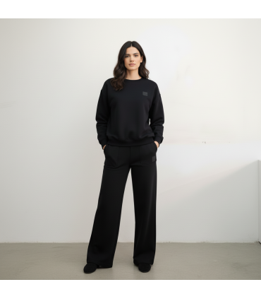 Jogging molletonné -noir pull over size