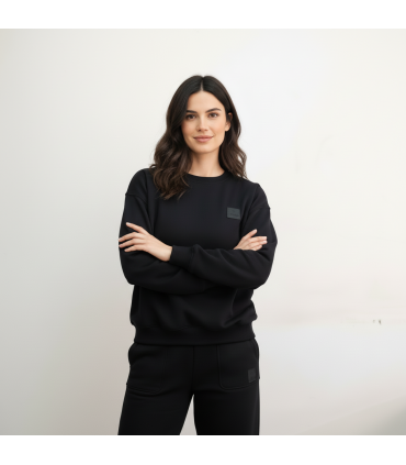 Jogging molletonné -noir pull over size