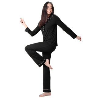 Ensemble point picot -Noir