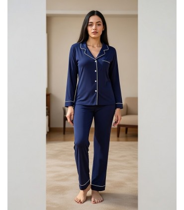 Ensemble point picot - Bleu marine